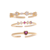Zircon Love Heart Ring Sets for Women Jewelry Gift