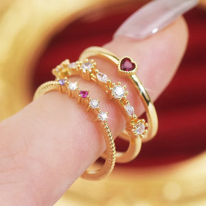 Zircon Love Heart Ring Sets for Women Jewelry Gift