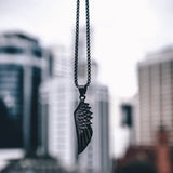 Feather Arrow Pendant Necklace Men Stainless Steel Box Chain