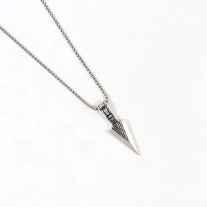 Feather Arrow Pendant Necklace Men Stainless Steel Box Chain