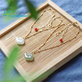 Hetian Sapphire Jade Anklet 14K Single Circle Women Gift