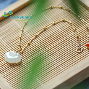 Hetian Sapphire Jade Anklet 14K Single Circle Women Gift