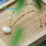 Hetian Sapphire Jade Anklet 14K Single Circle Women Gift