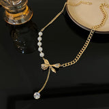 Pearl Bow Pendant Necklace Clavicle Chain Party Gift