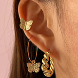 Zircon Crystal Long Chain Hoop Earrings Set Punk Jewelry