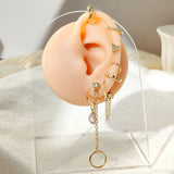 Zircon Crystal Long Chain Hoop Earrings Set Punk Jewelry