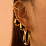 Zircon Crystal Long Chain Hoop Earrings Set Punk Jewelry