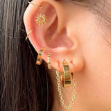 Zircon Crystal Long Chain Hoop Earrings Set Punk Jewelry