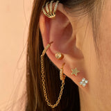 Zircon Crystal Long Chain Hoop Earrings Set Punk Jewelry