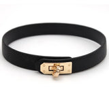 PU Leather Round Choker Necklace Punk Statement Hip Hop Bondage