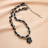 Vintage Pearl Crystal Camellia Necklace for Women