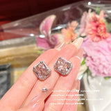 Pink Lab Diamond Ring Silver CZ Crystal Wedding Engagement Bride Jewelry