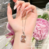 Pink Lab Diamond Ring Silver CZ Crystal Wedding Engagement Bride Jewelry