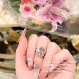 Pink Lab Diamond Ring Silver CZ Crystal Wedding Engagement Bride Jewelry