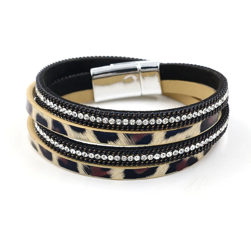 Punk Leather Bracelet Women Wristband Charm Cuff