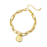 Vintage Portrait Coin Pendant Chain Bracelet