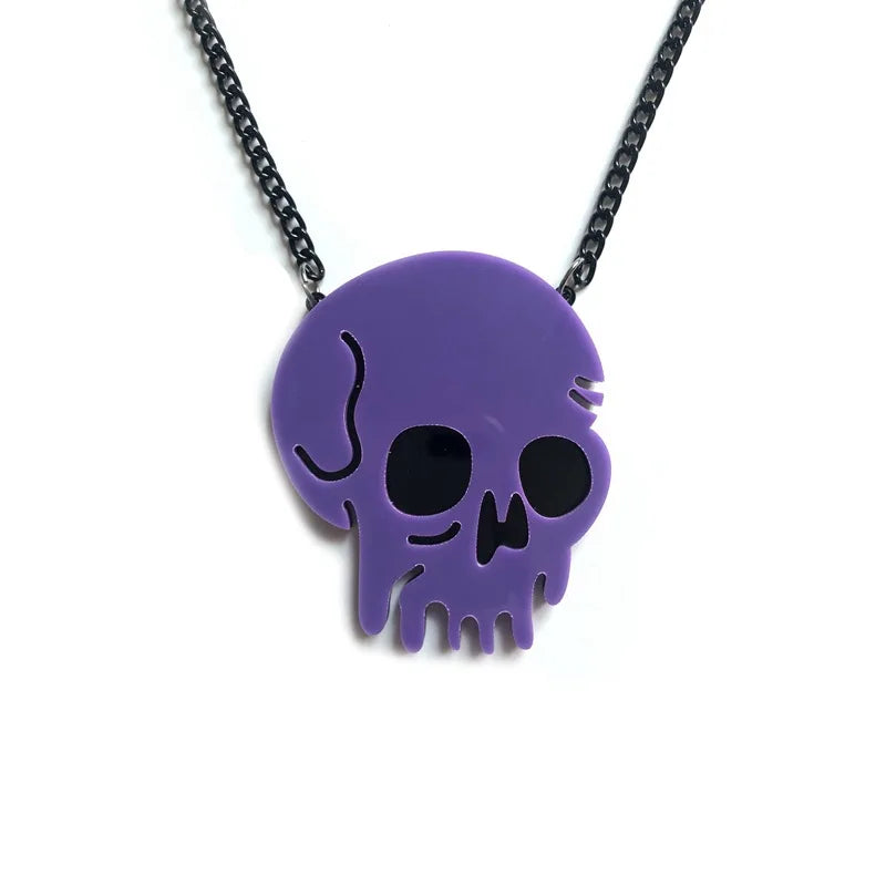Purple Skull Pendants Halloween Necklace for Women Girls Party Gift Jewelry