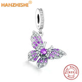 925 Silver Butterfly Dangle Charm Beads for Bracelet Necklace