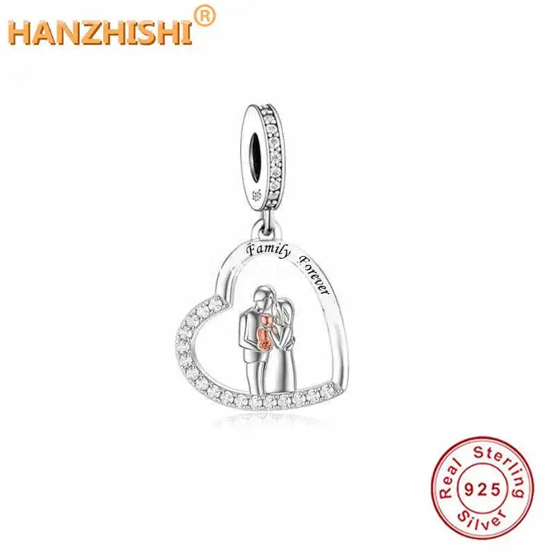 925 Silver Family Forever Charms Beads for Bracelet Necklace