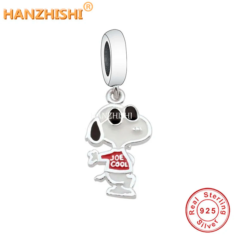 925 Sterling Silver Dog Dangle Charm Bead for Bracelet Necklace
