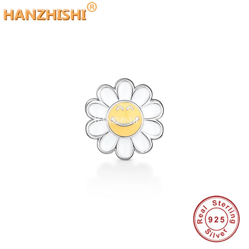 925 Sterling Silver Flower Dangle Charm Bead for Bracelet Necklace Gift