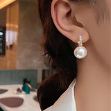 Romantic Pearl Zircon Drop Earrings Wedding Party Ornaments