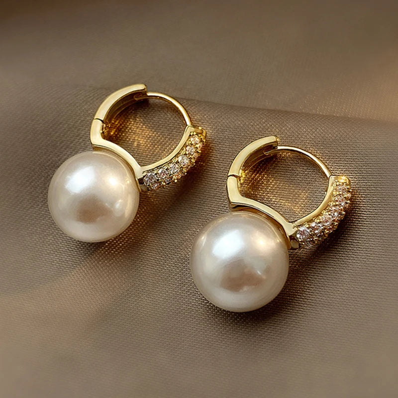 Romantic Pearl Zircon Drop Earrings Wedding Party Ornaments