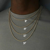 3mm Rope Chain Necklace Men Stainless Steel Jewelry Gift