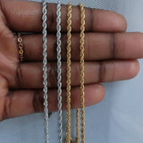 3mm Rope Chain Necklace Men Stainless Steel Jewelry Gift