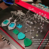Silver Paraiba Turmaline Necklace with Box Chain Charm Women's Sweater Necklace