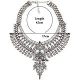 Vintage Silver Plated Statement Choker Necklace Women Indian Ethnic Crystal Bib