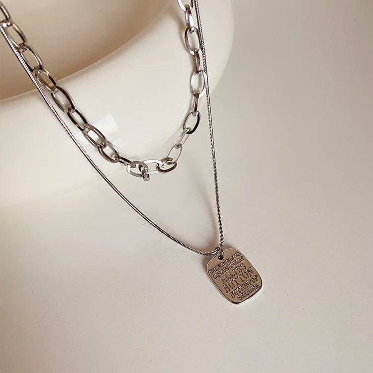Tag Necklace Minimalist Punk Clavicle Chains Choker Goth Jewelry Gift