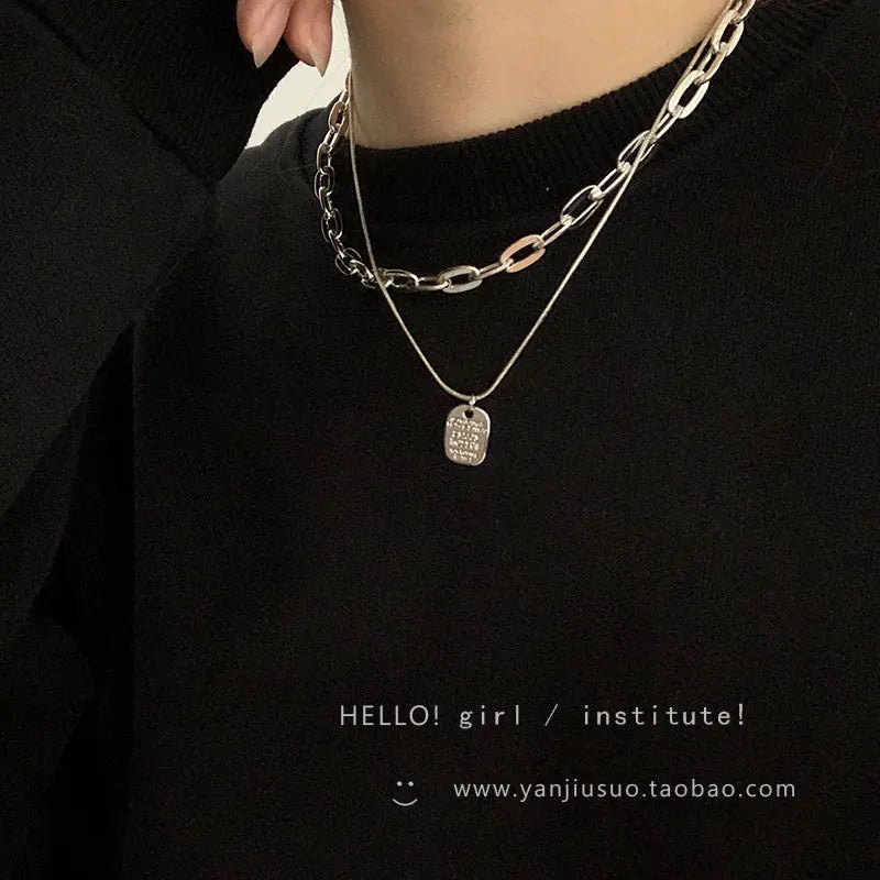 Tag Necklace Minimalist Punk Clavicle Chains Choker Goth Jewelry Gift