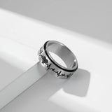 Stainless Steel Heartbeat Couple Rings Anxiety Spinner Wedding Jewelry