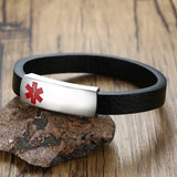 Men's Medical Logo Leather Bracelet