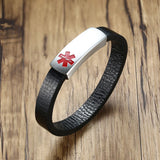 Men's Medical Logo Leather Bracelet