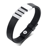 Stainless Steel Leather Rope Charm Bracelet for Men
