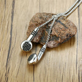 Stainless Steel Earphone Pendant with Rhinestones for Men