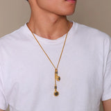 Stainless Steel Earphone Pendant with Rhinestones for Men
