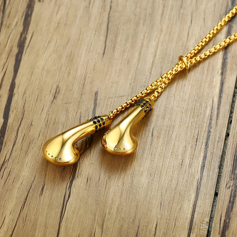 Stainless Steel Earphone Pendant with Rhinestones for Men