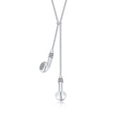 Stainless Steel Earphone Pendant with Rhinestones for Men