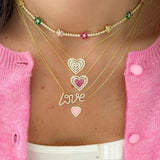 Rainbow CZ Daisy Flower Charm Tennis Chain Necklace