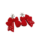 Fairy Temperament Earrings Velvet Bow Snowflake Cold Wind All-match