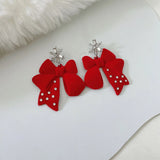 Fairy Temperament Earrings Velvet Bow Snowflake Cold Wind All-match