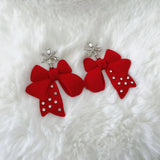 Fairy Temperament Earrings Velvet Bow Snowflake Cold Wind All-match