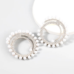 Diamond & Pearl Round Earrings for Women
