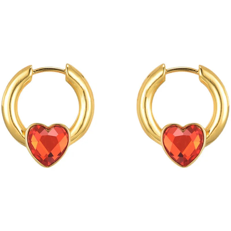 Sweet Retro S925 Silver Earrings Gold-plated Peach Heart