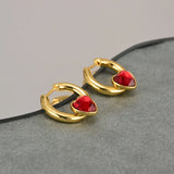 Sweet Retro S925 Silver Earrings Gold-plated Peach Heart