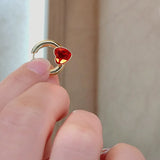 Sweet Retro S925 Silver Earrings Gold-plated Peach Heart
