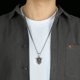 Titanium Steel Lion Shield Pendant Necklace Retro Craft